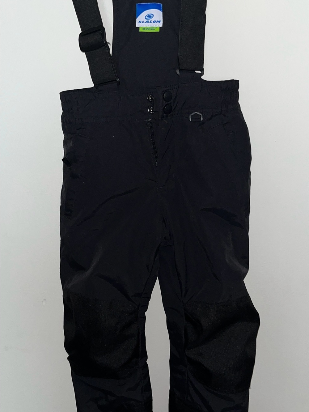SLALOM Black Ski Bib with Blue Logo Patch